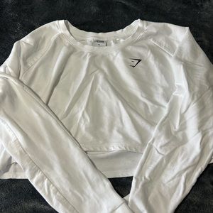Gym Shark Crop Sweat Shirt Size XL White